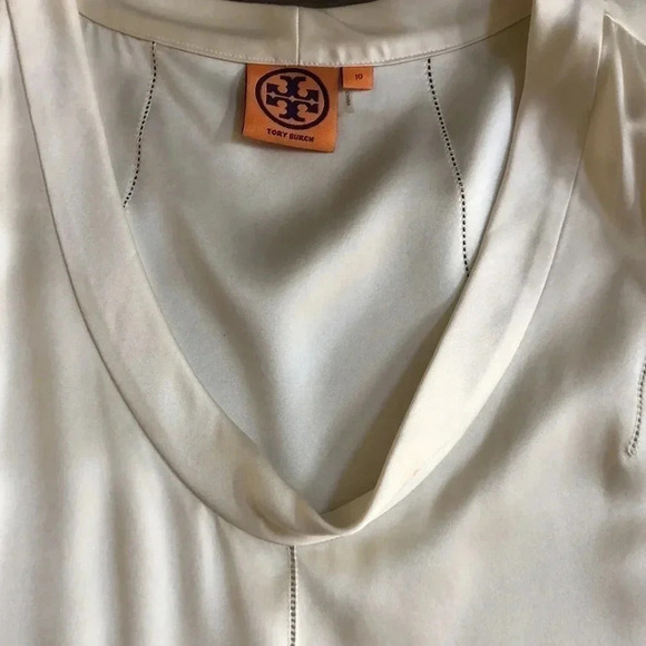 Tory Burch silk ivory cream top Sz 10 freshly dry cleaned - Picture 7 of 11